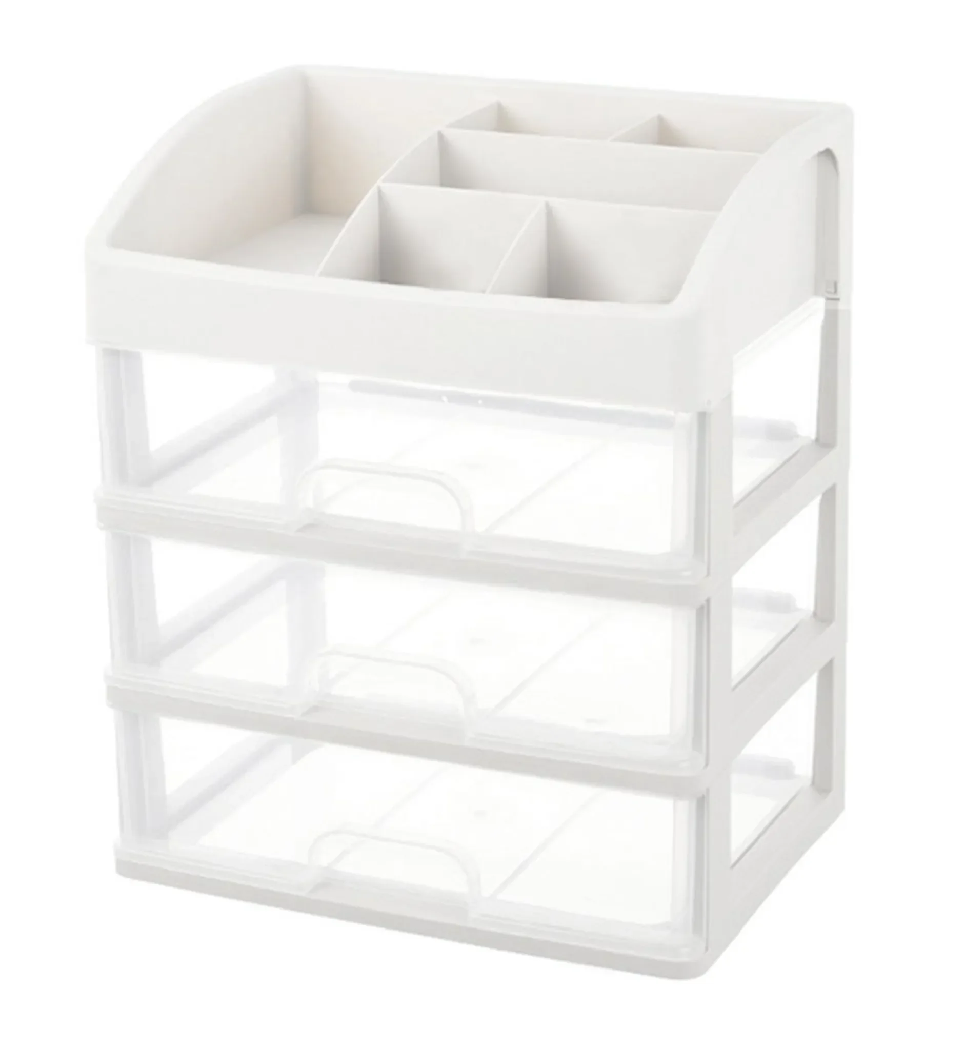 APT® Kosmetik-Organizer mit 3 Schubladen – Weiß/Transparent